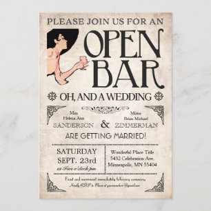 Open Bar en een bruiloft Kaart