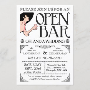 Open Bar en een bruiloft Kaart