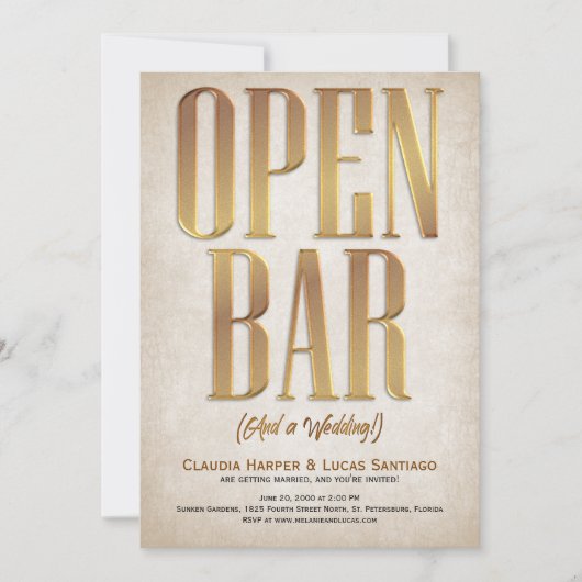 Open Bar Funny Faire-part de mariage (Devant)