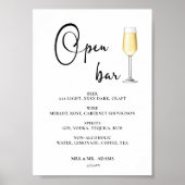 Open bar Menu mariage panneau Poster (Devant)