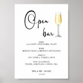 Open bar Menu mariage panneau Poster (Devant)