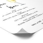 Open bar Menu mariage panneau Poster (Coin)