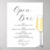 Open bar Menu wedding sign Poster (Devant)