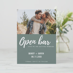 Open Bar Modern Photo Wedding Funny Save the Date