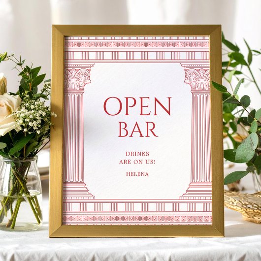 Open bar poster voor godinnenfeest