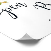 Open Bar Roze Bloemen bruiloft teken poster (Hoek)