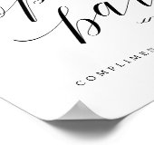 Open Bar Script Calligraphy Weddenschappen Recepti Poster (Hoek)