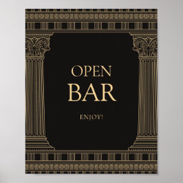 Open bar sign for Greek party with CUSTOM COLOURS Poster