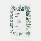 Open Bar Sign Gold et cadre feuille vert (Angle)