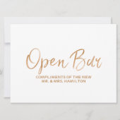 "Open Bar Sign" Trouwkaart | Stijlvolle Gouden Roo Kaart (Voorkant)
