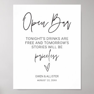 Open Bar Signal mariage réception Poster de boisso