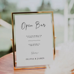Open Bar Teken, Grappig Open Bar Teken, Trouwteken Kaart