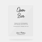 Open Bar - vrije Drinken - minimalistisch weddensc Acryl Bord (Voorkant)