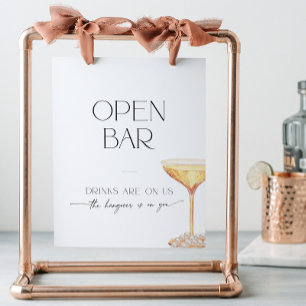 Open Bar Vrijgezellenfeest Parels en Prosecco Neut Reclamebord Met Voetstuk