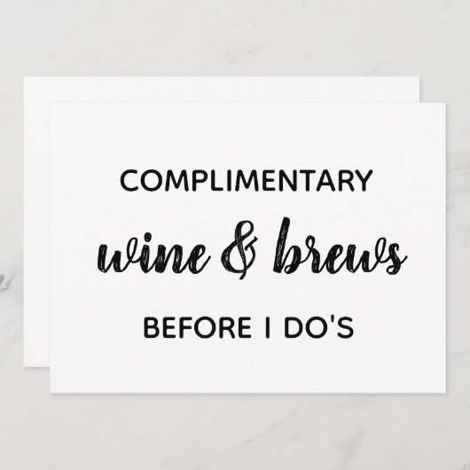 OPEN BAR Weddenschap Kaart (Voorkant / Achterkant)