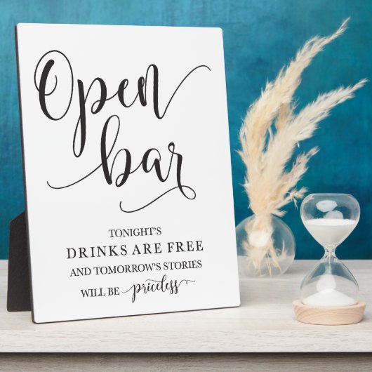 Open Bar Wedding Alcohol Sign Fotoplaat (Zijkant)