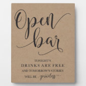 Open Bar Wedding Alcohol Sign Fotoplaat (Voorkant)