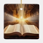 Open Bijbel lichtstralen Keramisch Ornament (Achterkant)