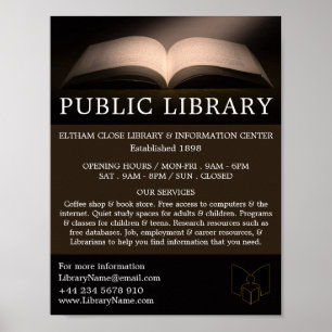 Open Boek, Bibliotheek Adverteren Poster