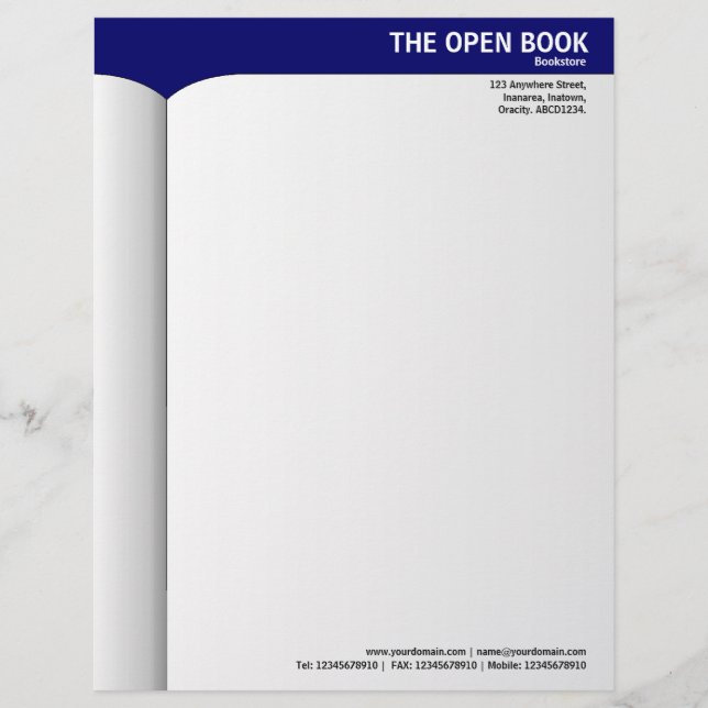 Open Boek - Blauw 000066 Custom Briefhoofd (Voorkant)