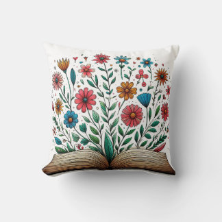 Open boek bloemen kussen