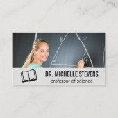 Open Boek Logo | Wiskunde Lerares | Voeg Aangepast Visitekaartje (Voorkant)