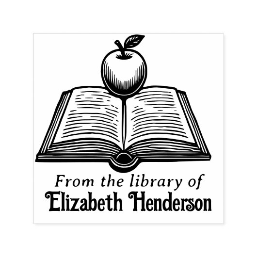 Open boek met Apple #1PS met bibliotheekboeknaam Zelfinktende Stempel (Design)