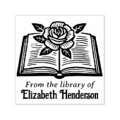 Open boek met roos #2PS met bibliotheekboeknaam Zelfinktende Stempel (Design)