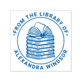 Open Boek op Book Stack Library Boeknaam Zelfinktende Stempel (Design)