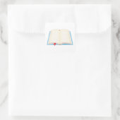Open boek vierkante sticker (Tas)