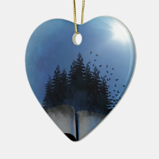 Open Book Forest Keramisch Ornament (Links)