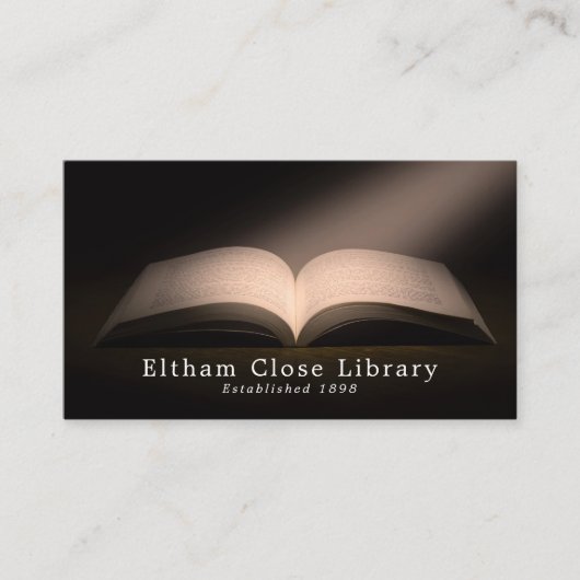 Open Book, Librarian, Library Visitekaartje (Voorkant)