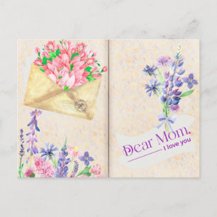  Open Book Style Art met Floral Mam Briefkaart