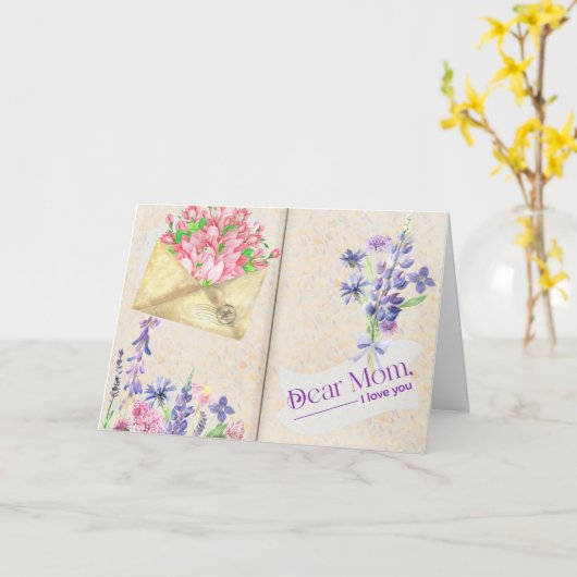 Open Book Style Art met Floral Mam Kaart (Gele Bloem)