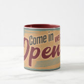 open business sign retro cafe garage mok (Midden)