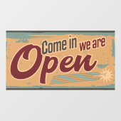  open business sign retro cafe garage raamsticker (Vel)