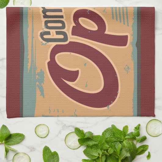  open business sign retro cafe garage theedoek (Gevouwen)