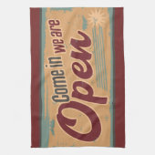 open business sign retro cafe garage theedoek (Verticaal)