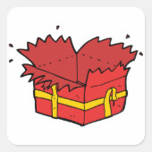 Open Cadeau Rood Box Square Sticker (Voorkant)
