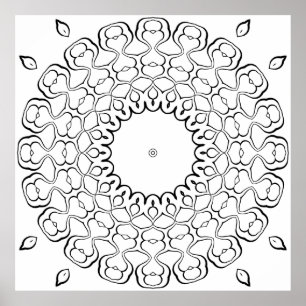 Open Center Hart Mandala Kleurplaat Ontwerp Poster