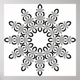 Open Center Mandala met Herhalend Bloemmotief Poster