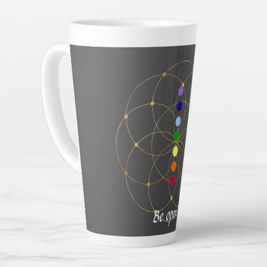Open Chakra en Zaden van het leven Latte Mok (Linkerhoek)