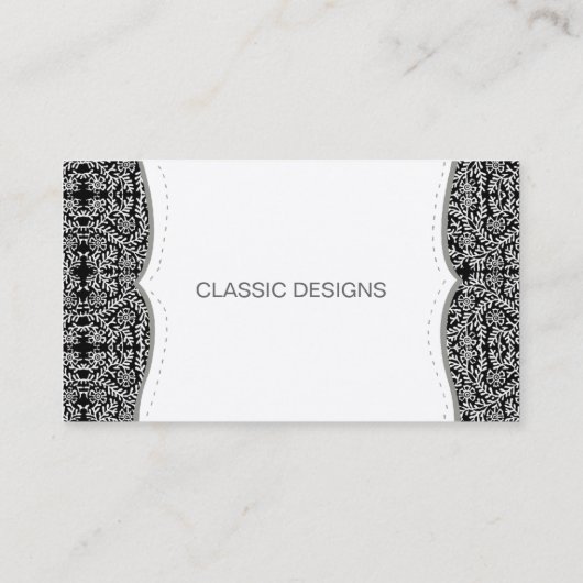 Open-Close Classic Floral Damask Pattern Motif Visitekaartje (Achterkant)