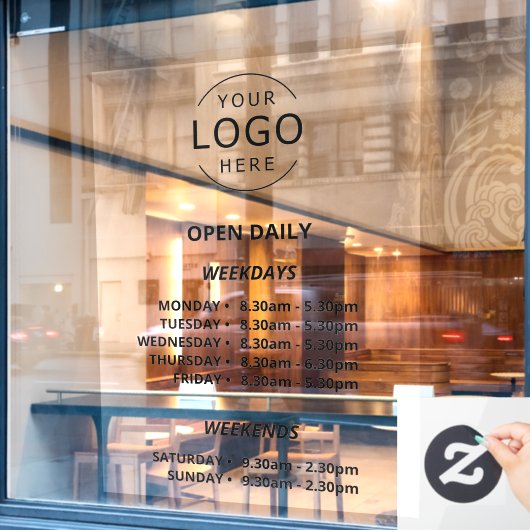 Open Dagelijkse Winkel Openingstijden Uw Logo Wink Raamsticker (Cafe Raam)