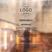 Open Daily Winkeluren Uw Logo Winkelbord Raamsticker (Vel 2)