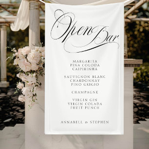 Open de bar! Modern, kalligrafie, wit Spandoek