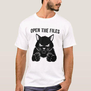 Open De Bestanden" Boze Zwarte Kat Vuisten - Heren T-shirt
