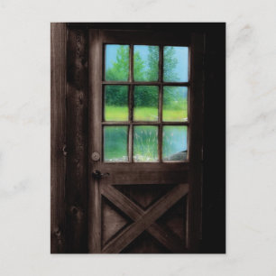 Open de deur naar buiten briefkaart