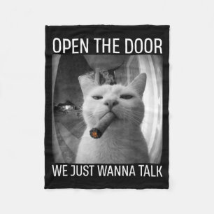 Open de deur we willen grappig over gangster kat m fleece deken