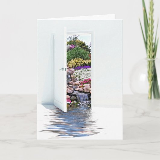 open deur met watervallen-denken van jou kaart (Voorkant)